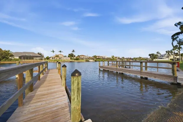 Community boat launch and dock on the water