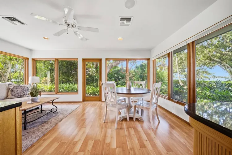 Windowed sitting area off the kitchen looking out to the gardens